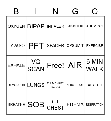 PAH BINGO Card