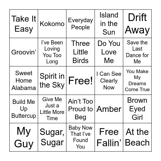🏖️ Beach Blanket Beats Bingo Card