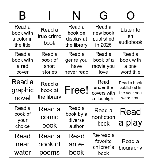 Summer Reading Bingo-Teens Bingo Card
