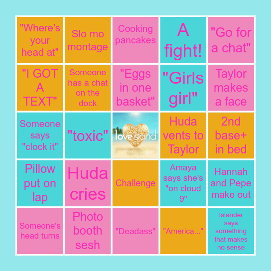 love island USA Bingo Card