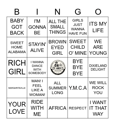 ST. ANDY'S SING-ALONGS Bingo Card
