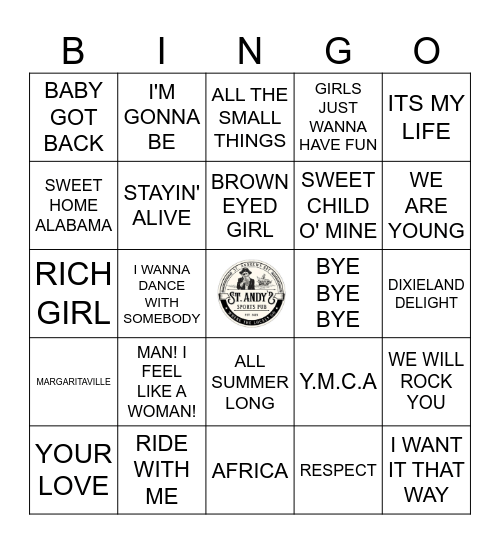 ST. ANDY'S SING-ALONGS Bingo Card