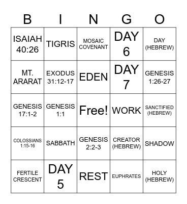 BIBLE BEE BINGO Card