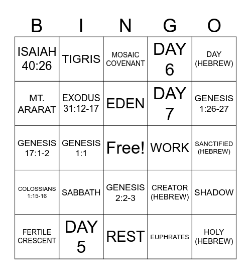 BIBLE BEE BINGO Card