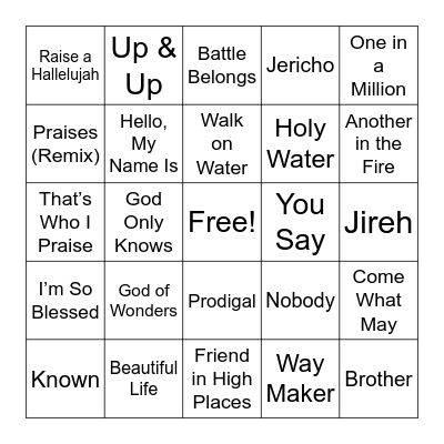 🙌🏽 Holy Harmonies 👏🏾 Bingo Card