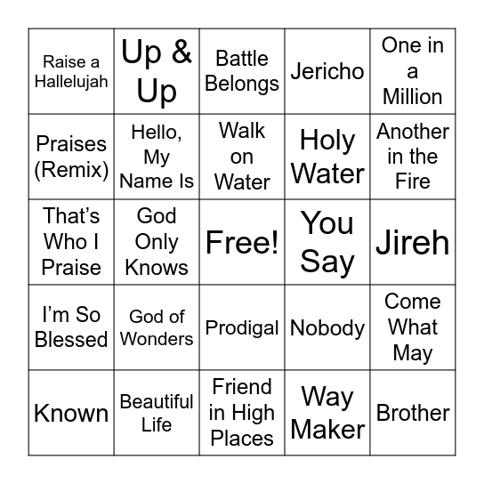 🙌🏽 Holy Harmonies 👏🏾 Bingo Card