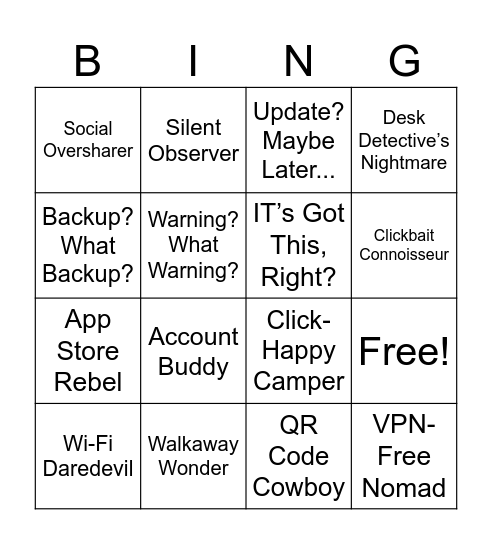 Cybersecurity Bingo Card