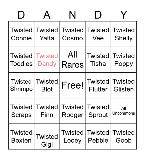 Twisted Bingo Card