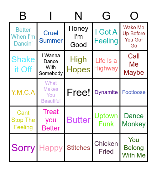 Music Bingo Card