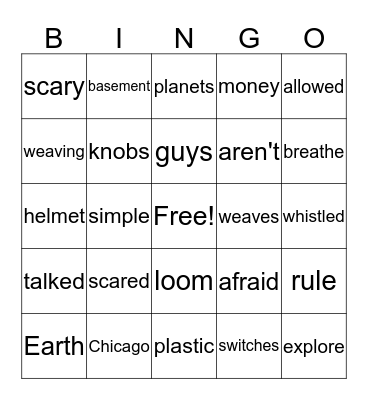 Guys from Space Bingo Card