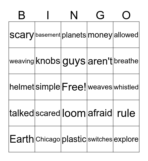 Guys from Space Bingo Card