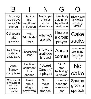 Wedding! Bingo Card