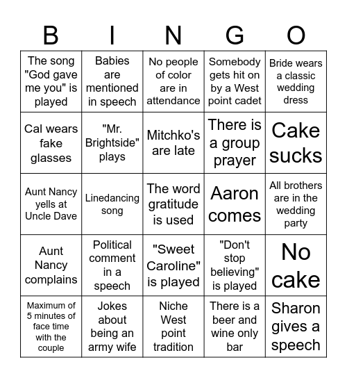 Wedding! Bingo Card