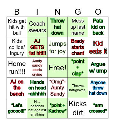 Championship game Bingo Card