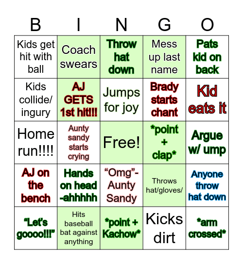 Championship game Bingo Card