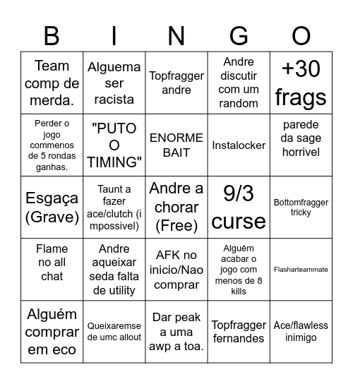 VALORANT PAJO Bingo Card