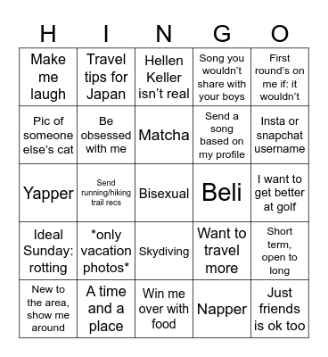 Hinge Bingo Card
