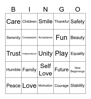 HOPE Bingo Card