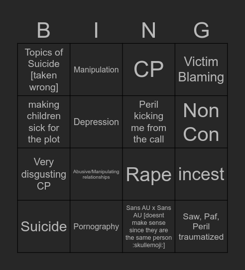 Blogthegreatrouge bingo card Bingo Card