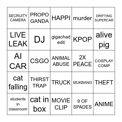 DOUYIN Bingo Card