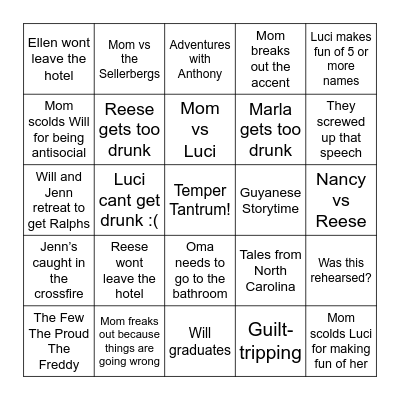 Graduation Bingo Card
