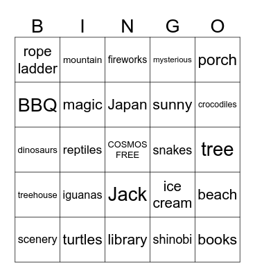 Summer Ninja & Nature Bingo Card