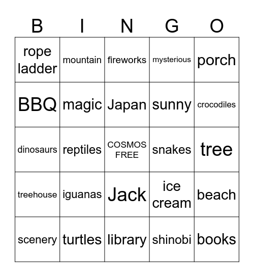 Summer Ninja & Nature Bingo Card