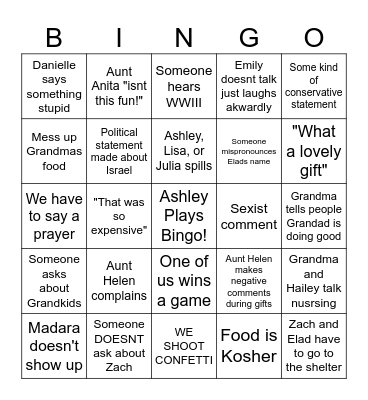 Caplan Bridal Shower Bingo Card