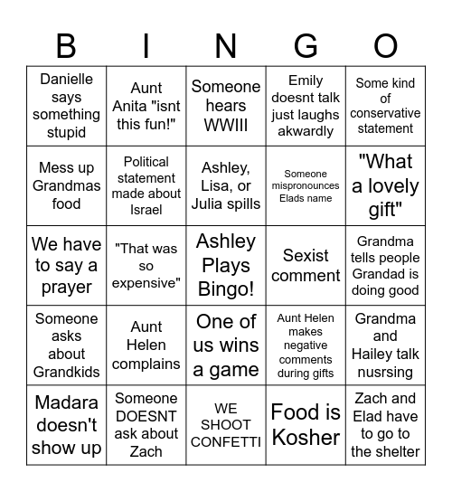 Caplan Bridal Shower Bingo Card