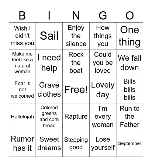 Gwen Bingo Card