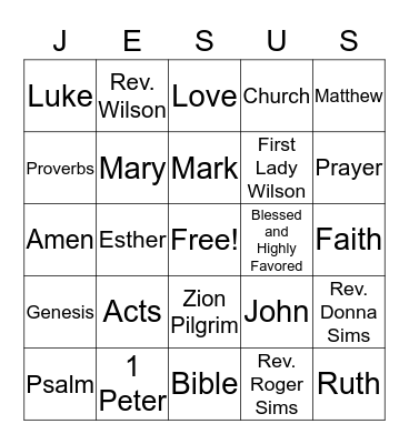 JESUS Bingo Card