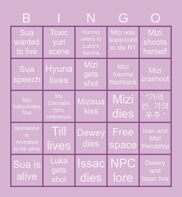 Karma Bingo Card Bingo Card