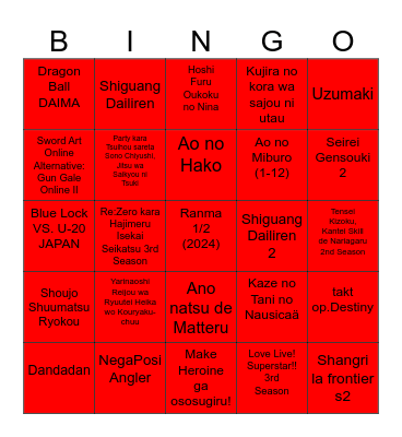 Fall 2024 Bingo Card