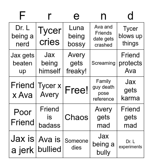 Rage moments Bingo Card