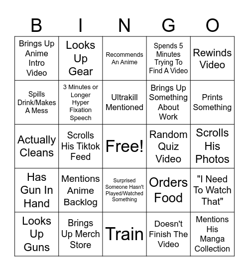 Crow Collector Bingo Card