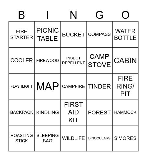 CAMPING BINGO Card