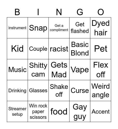 Omegle Bingo Card