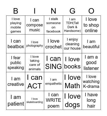 MY PERSONAL BINGO Card