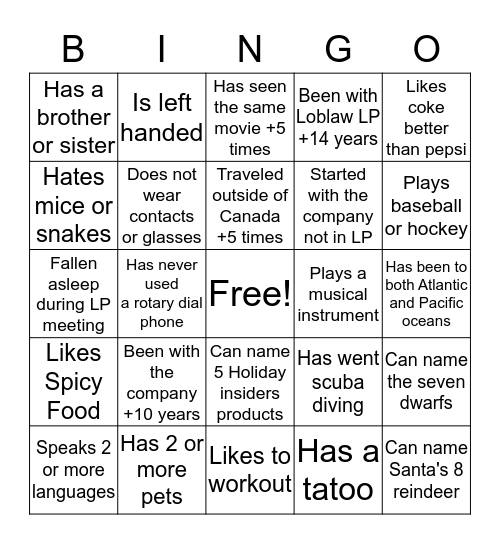 LP BINGO Card