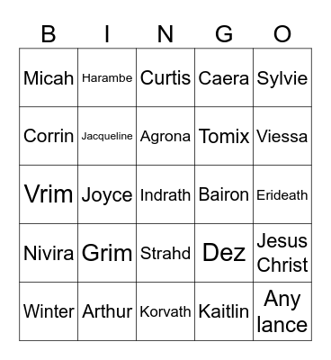 Who's gonna die tonight? Bingo Card