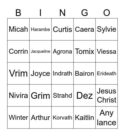 Who's gonna die tonight? Bingo Card