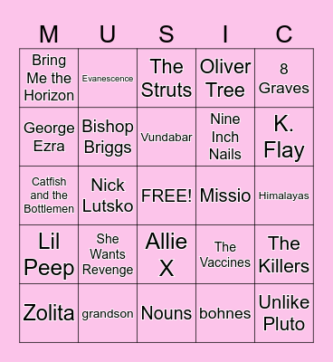 What Music Do You Have in Common With ____? Bingo Card