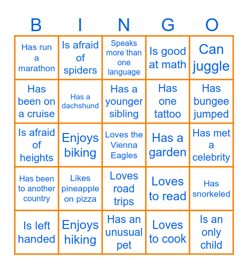 VHS Class of 75 - 50th Reunion BINGO Card