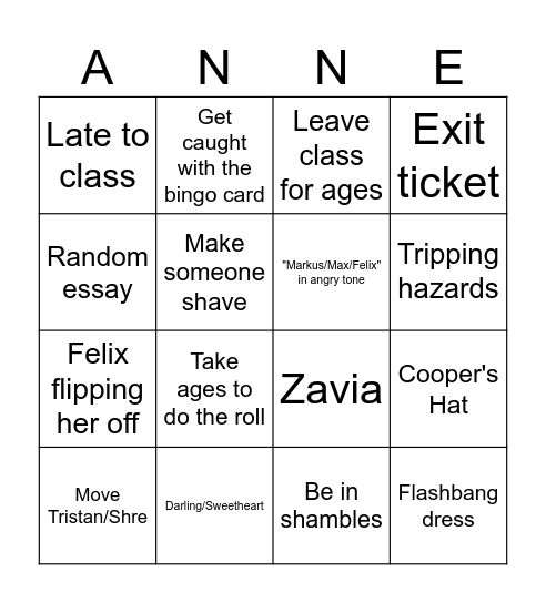 Millar Bingo V1.0 Bingo Card