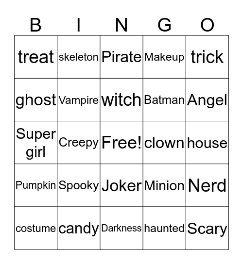 Happy Halloween Bingo Card