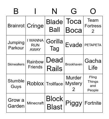 YouTube Shorts Bingo Card