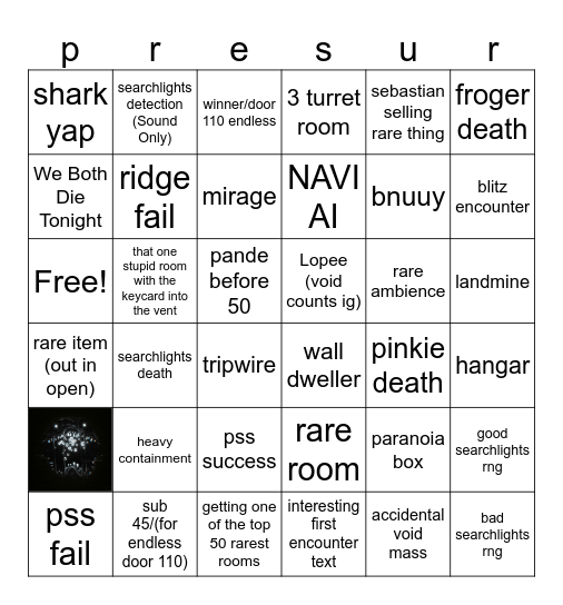 pressure bingo board (endless supportive) Bingo Card