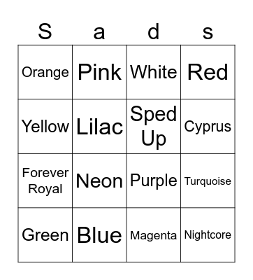 Color Bingo Card