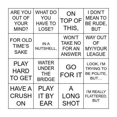 Language Workout 4 Bingo Card