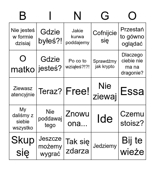 Dorian Bingo Card